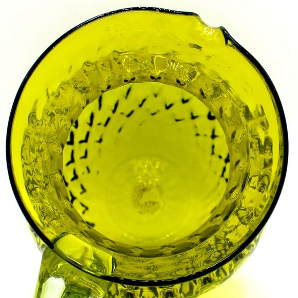 Vintage 1960s Mid-Century Modern Green Diamond Optic Glass Pitcher Decanter Vase - Picture 7 of 9